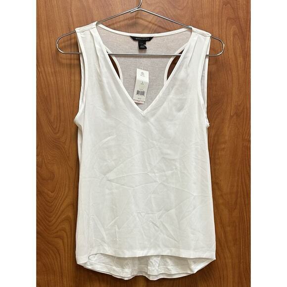 Banana Republic White V Neck 2 Layer Tank Top Womens Petite Small Racerback - Picture 2 of 10